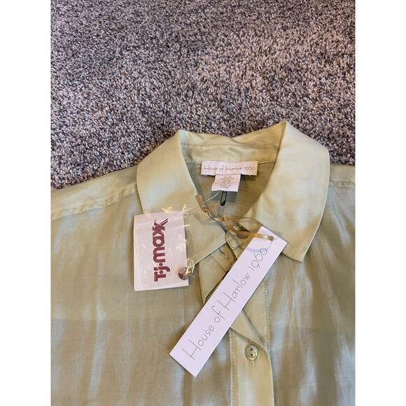 House of Harlow 1960 Women's Sheer Green Oversized Button-up Tunic Size XS NWT - Picture 5 of 11